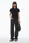 Alexander Wang black distressed logo shrunken tee in cotton jersey