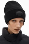 Alexander Wang black 圆顶徽标针织帽（罗纹羊毛弹力）