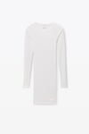 Alexander Wang white 罗纹棉长袖圆领连衣裙