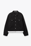 alexander wang 水洗黑色牛仔徽标机车夹克 washed black