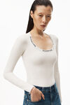 alexander wang 徽标提花弹力针织上衣 soft white