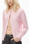 Alexander Wang pink chalk logo-embossed cardigan in superfine merino wool