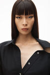 alexander wang cutout shoulder shirtdress in cotton black