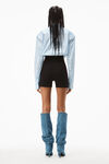 alexander wang logo elastic bike short in ribbed jersey black