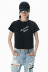 Alexander Wang black black crystal hotfix & cotton logo tee