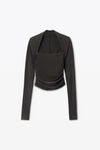 Alexander Wang washed charcoal ruched top in sueded jersey