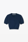 Alexander Wang navy 徽标压纹罗纹针织 t 恤