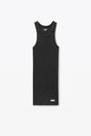 Alexander Wang washed black racer tank loungewear dress in ribbed cotton