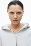 Alexander Wang light heather grey 棉质短款拉链连帽衫