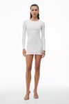 Alexander Wang white 罗纹棉长袖圆领连衣裙