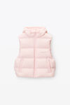 Alexander Wang light pink cropped hooded puffer vest with reflective logo