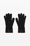 Alexander Wang black dome logo gloves in ribbed wool stretch