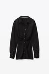 alexander wang long-sleeve ruched front shirt in twill black