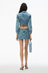 Alexander Wang vintage light indigo denim mini skirt in clear hotfix