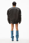 alexander wang oversized moto jacket in buttery leather black
