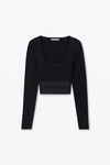 Alexander Wang black long-sleeve cropped top with logo elastic