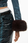 alexander wang indigo denim jacket with faux fur  vintage medium indigo