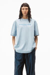 alexander wang puff logo short sleeve tee in compact jersey light blue heather