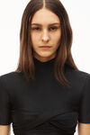 alexander wang 弹力平纹针织褶皱半高领上衣 black
