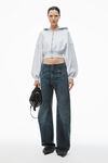 Alexander Wang light heather grey 棉质短款拉链连帽衫