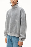 alexander wang high neck pullover in dense fleece acid grey