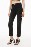alexander wang og high-rise stovepipe jean in denim washed black