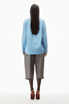 alexander wang apple boyfriend shirt in compact cotton blue/white