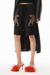alexander wang tiger embroidery short in silk charmeuse black