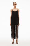 alexander wang fringe tank mini dress in compact nylon black