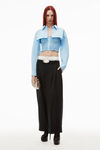 alexander wang layered smocked cami in compact cotton chambray blue