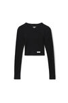 Alexander Wang black cropped long-sleeve tee in ribbed cotton jersey