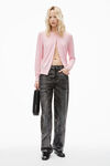 Alexander Wang pink chalk logo-embossed cardigan in superfine merino wool