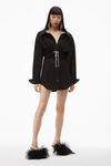 alexander wang 棉质府绸水晶打结扭花连衣裙 black