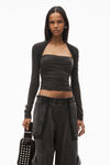Alexander Wang washed charcoal ruched top in sueded jersey