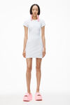 alexander wang mini dress in textured logo jacquard white