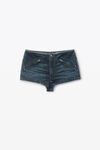 Alexander Wang black crackle indigo 棉质牛仔布透明水晶烫钻机车超短裤