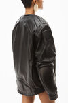 alexander wang oversized moto jacket in buttery leather black