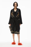 TIGER EMBROIDERY ROBE IN SILK CHARMEUSE