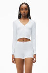 Alexander Wang white cardigan in seamless rib-knit