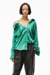 OFF-SHOULDER SHIRT IN SILK CHARMEUSE