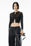 Alexander Wang black cropped cardigan in clear bead hotfix