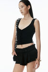 Alexander Wang black sheer ruched tank top