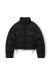 Alexander Wang black cropped puffer coat with reflective logo