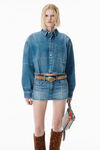 Alexander Wang vintage marbled blue 做旧效果大理石蓝牛仔布短款衬衫