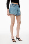Alexander Wang vintage light indigo logo-embossed marathon shorts