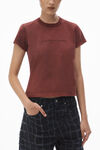 Alexander Wang acid bright red shrunken logo embossed tee in cotton