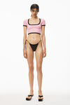 alexander wang 密织尼龙撞色低圆领 t 恤 light pink