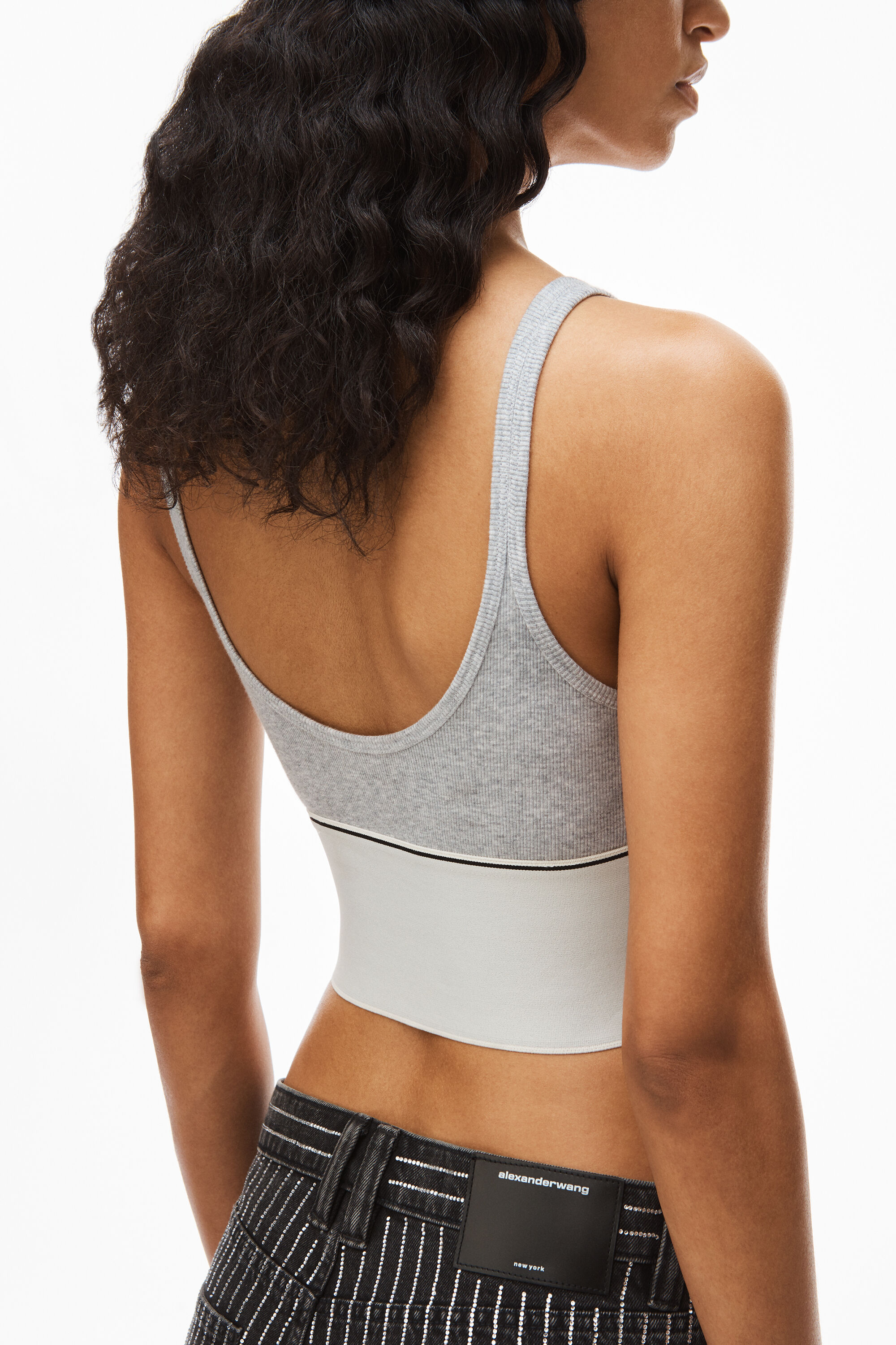 トップス Alexander wang RIBBED BRA LOGO ELASTIC BRA IN RIBBED JERSEY in BLACK | alexanderwang®
