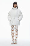 Alexander Wang white puffer coat with dome logo patch