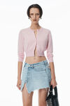 Alexander Wang light pink 超细美利奴羊毛徽标短款开衫